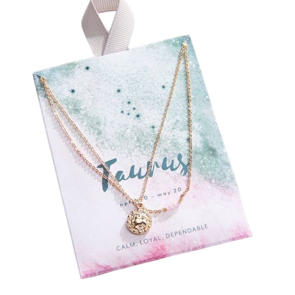 NWT Zodiac TAURUS ♉️ Mini Pendant Necklace Set Gold NEW